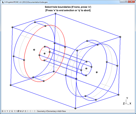 Figure 5.9: Selection of a surface with a "hole" in GMSH.